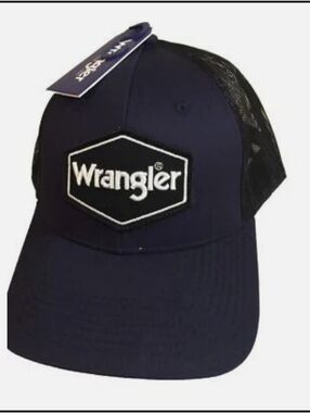 Wrangler Men’s Navy and White Embroidered Logo Trucker Hat